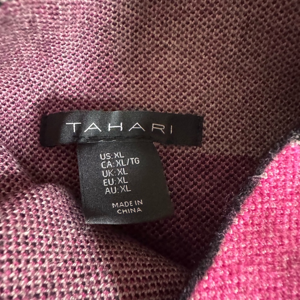 Tahari Fuchsia and Black Checkered Sweater